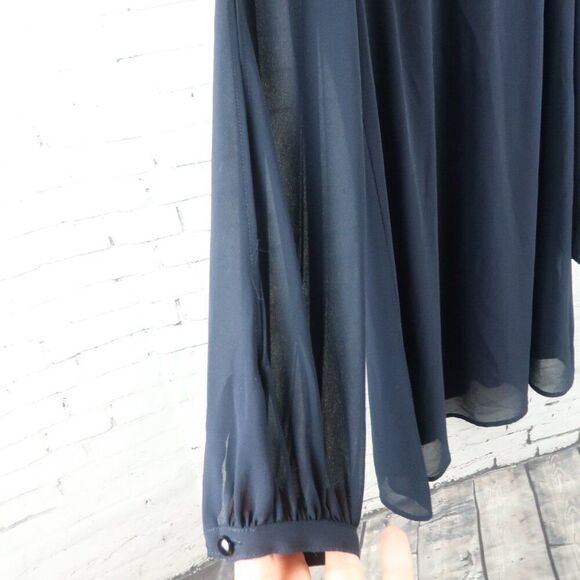 SEQUIN HEARTS BLUE WITH SEQUIN DETAIL LONG SHEER SLEEVE WITH CUTOUT FLOWY DRESS - Picture 7 of 11